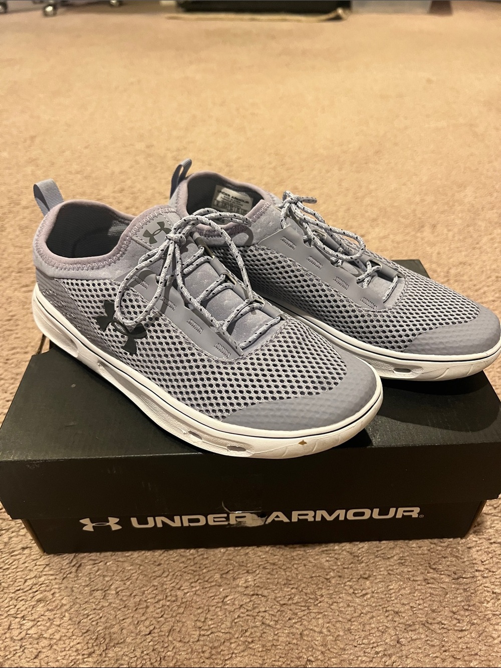 Under Armour Light Gray Mesh Lace-Up Sneakers